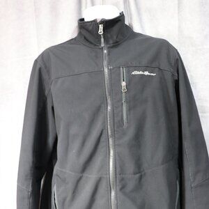 Eddie Bauer Men's Full Zip Up Mock Neck Fleece Black Jacket Size Large